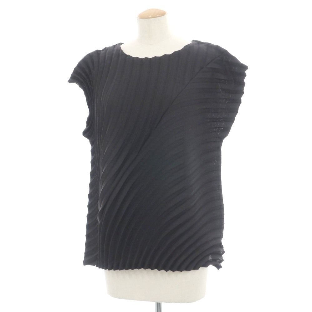 【中古】イッセイミヤケ ISSEY MIYAKE 2026年春夏 プリーツ カットソー ブラック【サイズ表記なし（L位）】【レディース】