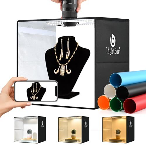 Lightdow 撮影ボックス 40x40CM 折りたたみ可能 撮影ブース 6色背景紙付き 高輝度120個LEDライト 3色調光可能 (CRI?95) 撮影キット 簡易スタジオ 収納便利 物撮りボックス 写真スタジオ 初心者/プロ*vj 5bd727b1