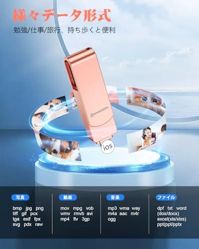 256GB【2026新型・アプリ不要】4in1 Phone対応 USBメモリ スマホ/PC タイプc搭載 USB3.0 高速転送 phone写真保存 usb スマホ 写真データ 保存 容量不足解消 データバックアップ 外付けストレージ usb bcfd27b2