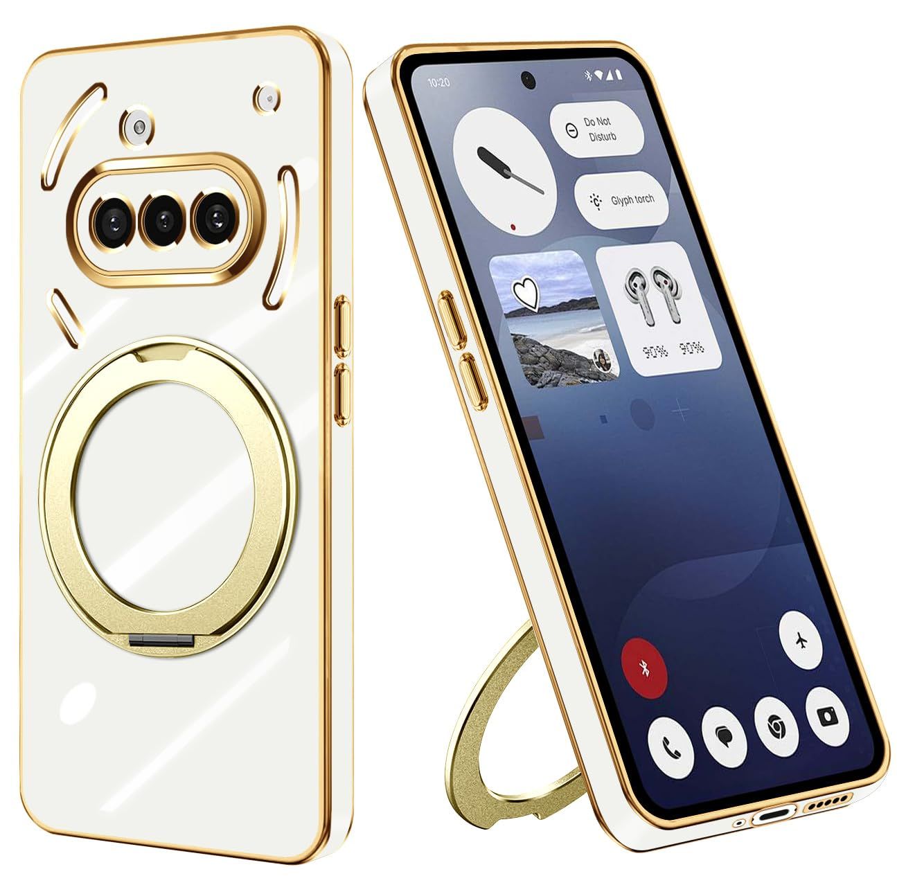 ZHIYIJIA Nothing Phone 3a 用 ケース クリア 360度回転スタンド 