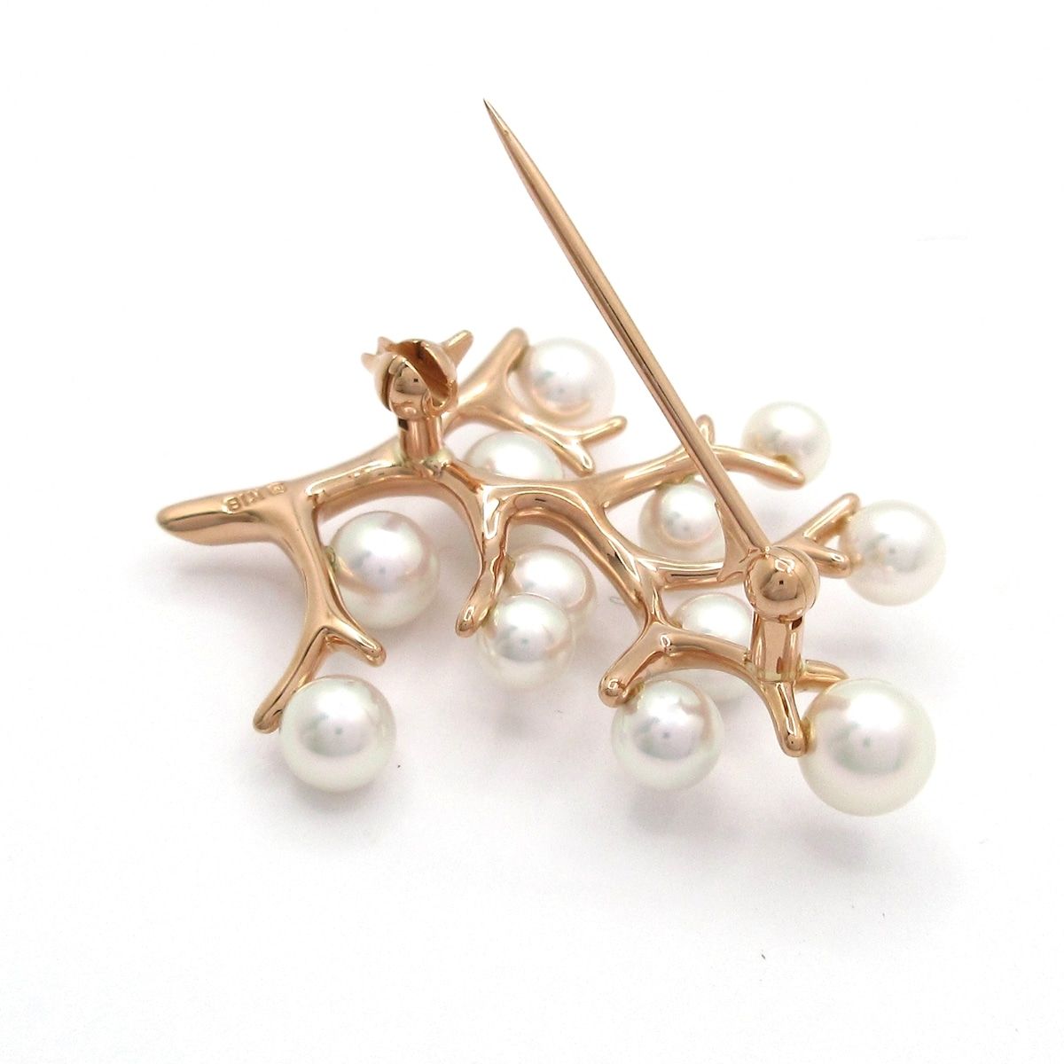 mikimoto(ミキモト) ブローチ美品 - K18PG×アコヤパール 幸福の木/12Pパール/約4mm-5.5mm mikimoto(ミキモト) ブローチ美品 - K18PG×アコヤパール 幸福の木/12Pパール/約4mm-5.5mm