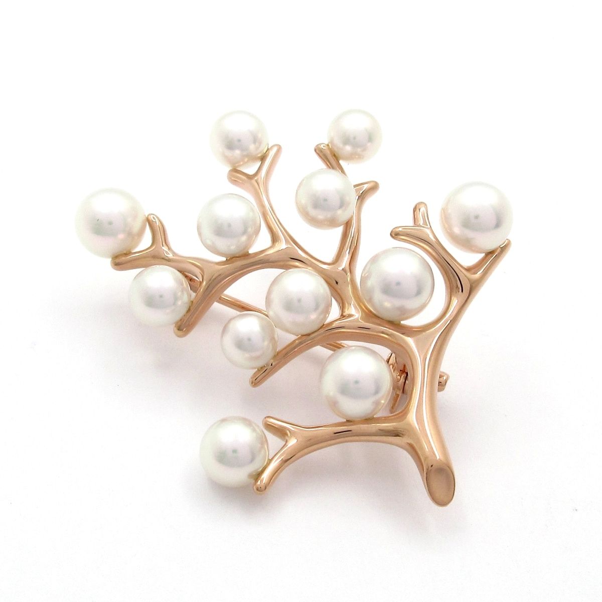mikimoto(ミキモト) ブローチ美品 - K18PG×アコヤパール 幸福の木/12Pパール/約4mm-5.5mm mikimoto(ミキモト) ブローチ美品 - K18PG×アコヤパール 幸福の木/12Pパール/約4mm-5.5mm