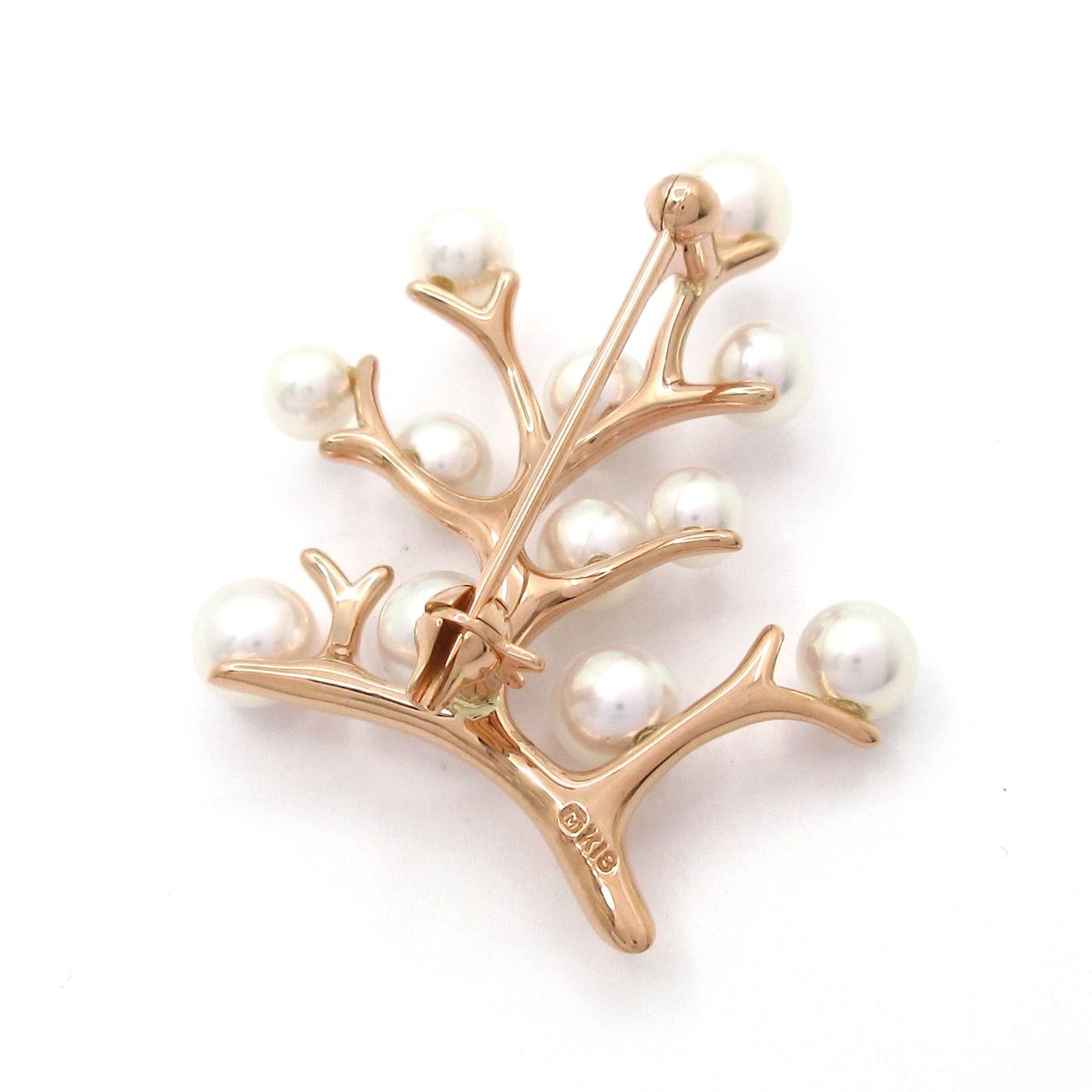 mikimoto(ミキモト) ブローチ美品 - K18PG×アコヤパール 幸福の木/12Pパール/約4mm-5.5mm mikimoto(ミキモト) ブローチ美品 - K18PG×アコヤパール 幸福の木/12Pパール/約4mm-5.5mm