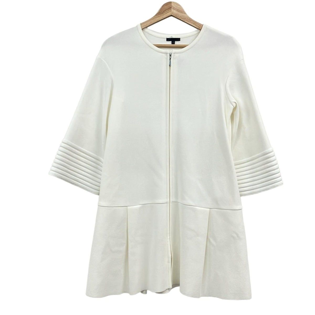 TO BE CHIC(トゥービーシック) コート サイズ40 M レディース美品 - 白 七分袖/ニット/ノーカラー/ジップアップ/春/秋