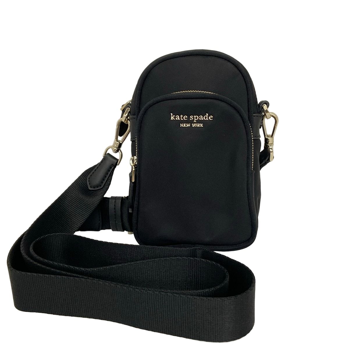 Kate spade(ケイトスペード) ショルダーバッグ美品 ザ リトル ベター サム ナイロン ノース サウス フォン クロスボディ K4923 黒 レザー