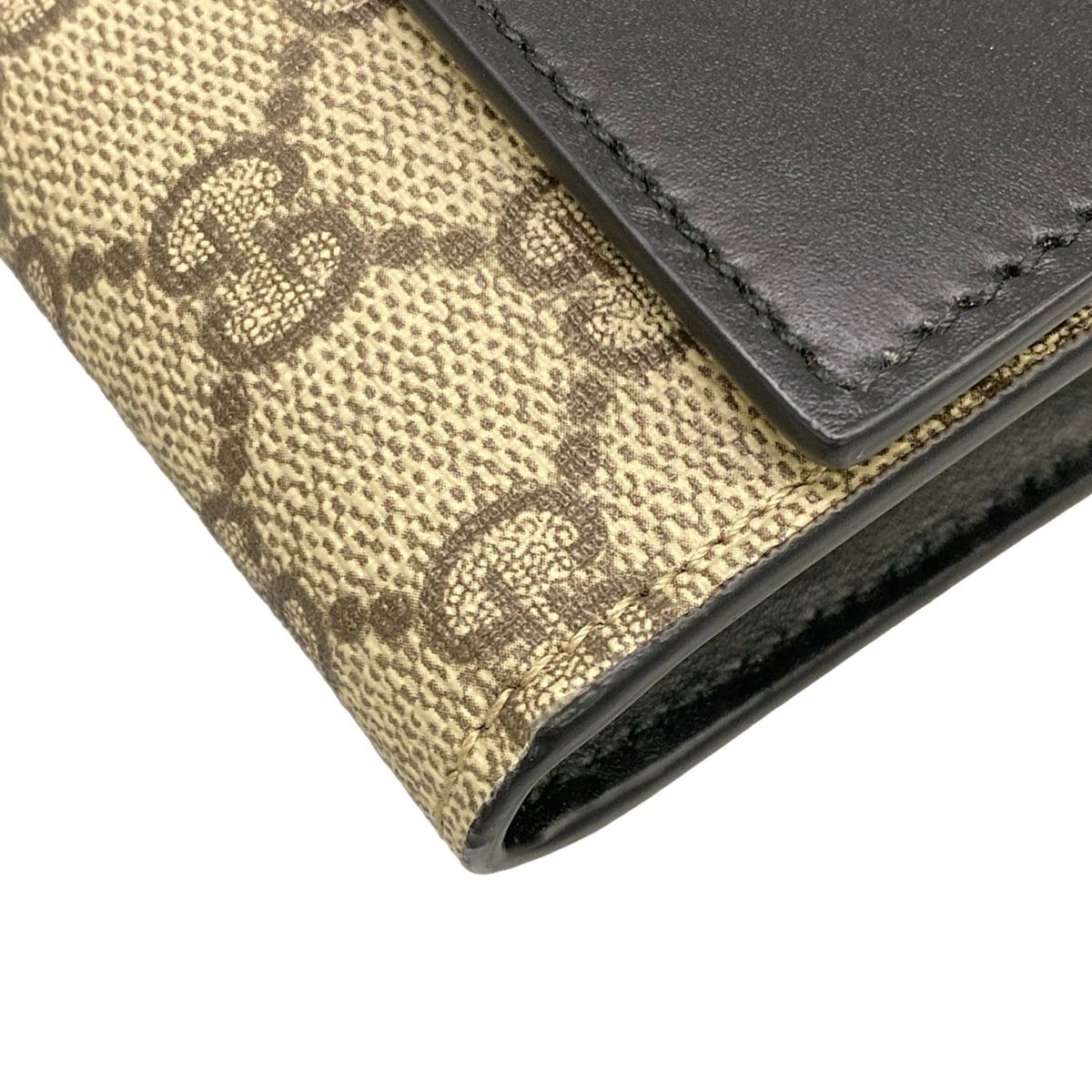 GUCCI(グッチ) 長財布美品 GGプラス・GGスプリーム 779785 ベージュ×ダークグレー×黒 レザー GUCCI(グッチ) 長財布美品 GGプラス・GGスプリーム 779785 ベージュ×ダークグレー×黒 レザー
