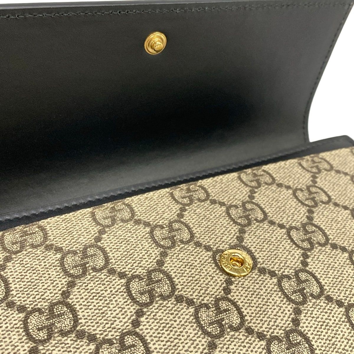 GUCCI(グッチ) 長財布美品 GGプラス・GGスプリーム 779785 ベージュ×ダークグレー×黒 レザー GUCCI(グッチ) 長財布美品 GGプラス・GGスプリーム 779785 ベージュ×ダークグレー×黒 レザー