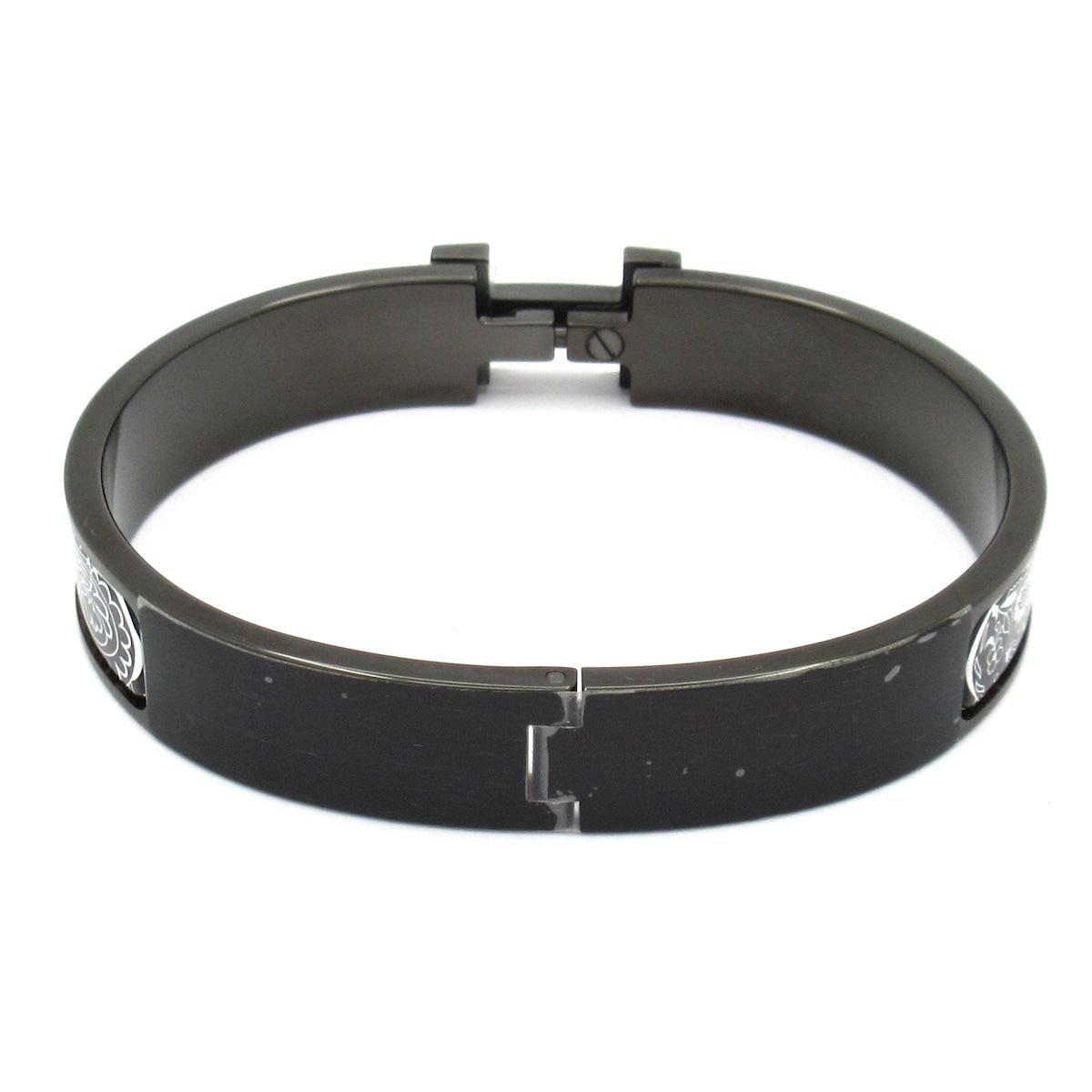 HERMES(エルメス) バングル美品 クリックHH レザー 黒×白 アマゾンの祭典・バンダナ/ソーブラック