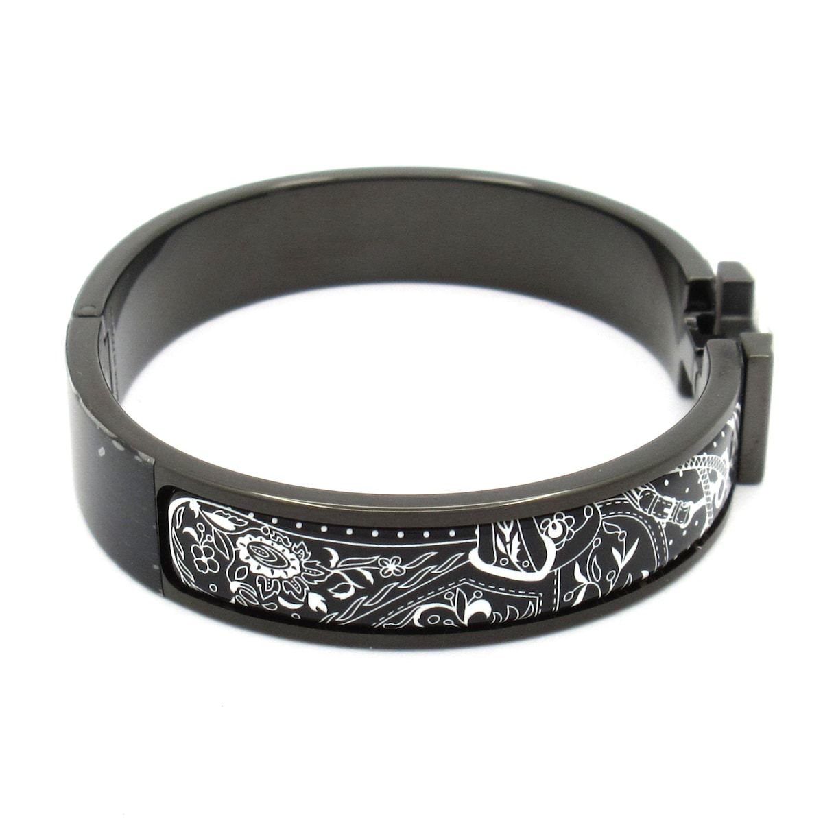 HERMES(エルメス) バングル美品 クリックHH レザー 黒×白 アマゾンの祭典・バンダナ/ソーブラック