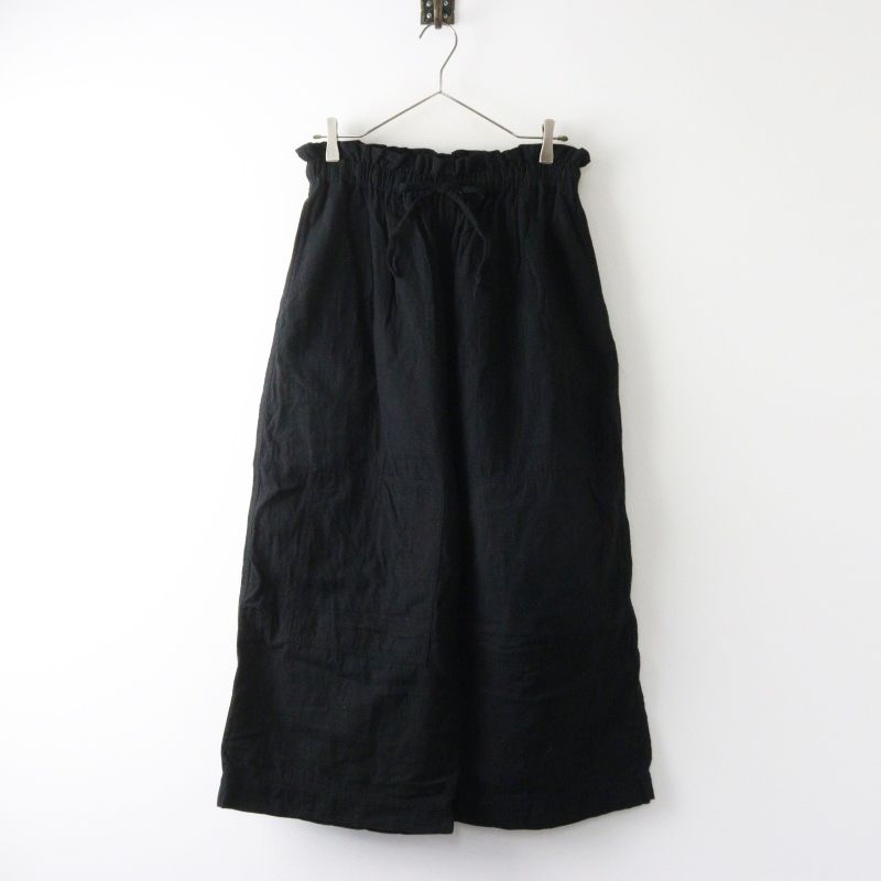 イチアンティークス ICHI Antiquites コットン 東炊き ワイド パンツ ｜ブラック ワイド ウエストゴム キルティング【2400015015897】