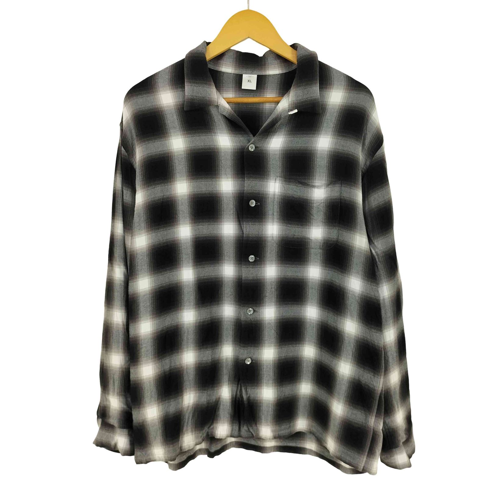 ユーズドフルギ USED古着 {{FRONT11201}} オンブレチェック レーヨン開襟ボックスシャツ メンズ JPN：XL