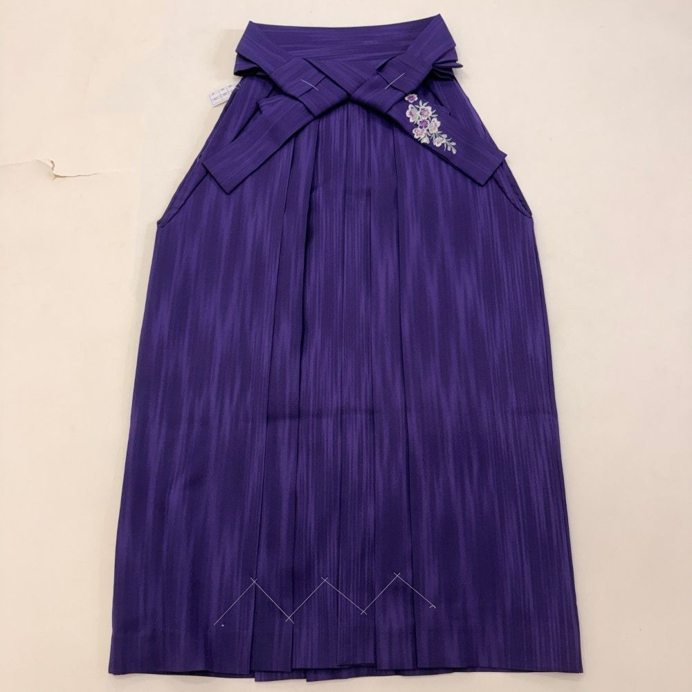 袴 L size 紐下丈95cm 行灯袴 卒業袴 女性用袴 紫 縞 中古 5892