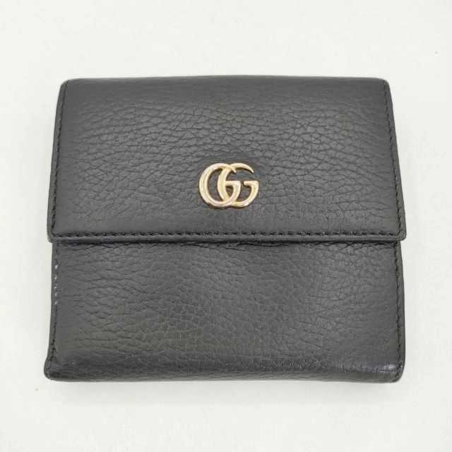 GUCCI GGマーモント ウォレット 小銭入れあり 三つ折り財布 ブラック ユニセックス グッチ【中古】6-0530G∞