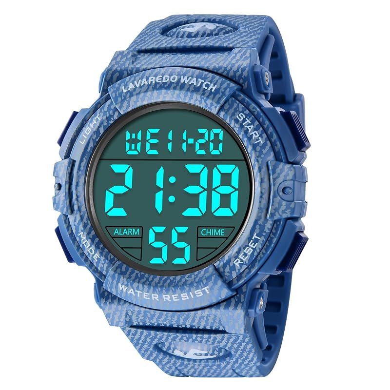 【新品】 L LAVAREDO 腕時計 メンズ デジタル 50メートル防水 日付 曜日 アラーム LED表示 多機能付き 防水腕時計 アウトドア デジタル腕時計 スポーツウォッチ 取扱説明書付き
