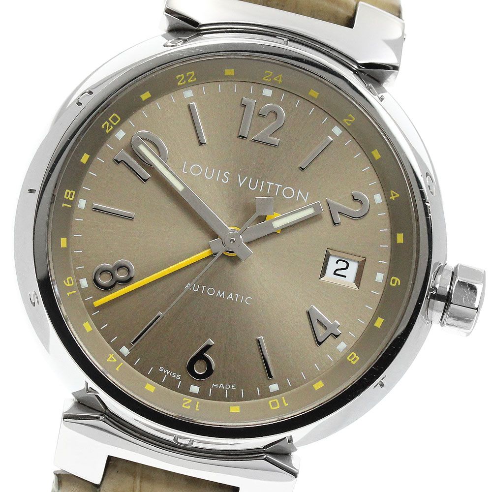 ルイ・ヴィトン LOUIS VUITTON Q1132 タンブール デイト GMT 自動巻き メンズ 良品 _962889