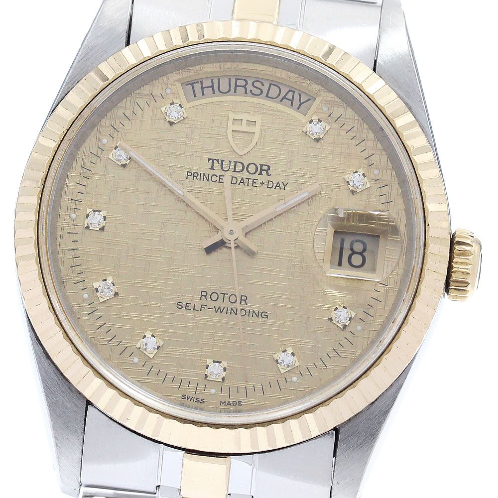 チュードル TUDOR 76213 プリンス デイトデイ 10Pダイヤ YGベゼル 自動巻き メンズ 良品 _916486