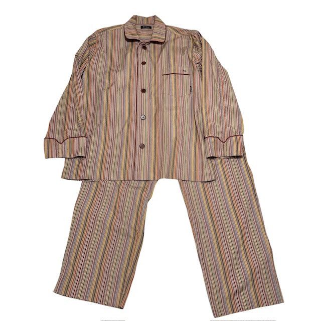 古着 ポールスミス Paul Smith マルチカラーストライプ パジャマ クリーニング済み 長袖 ロングパンツ メンズ Lサイズ