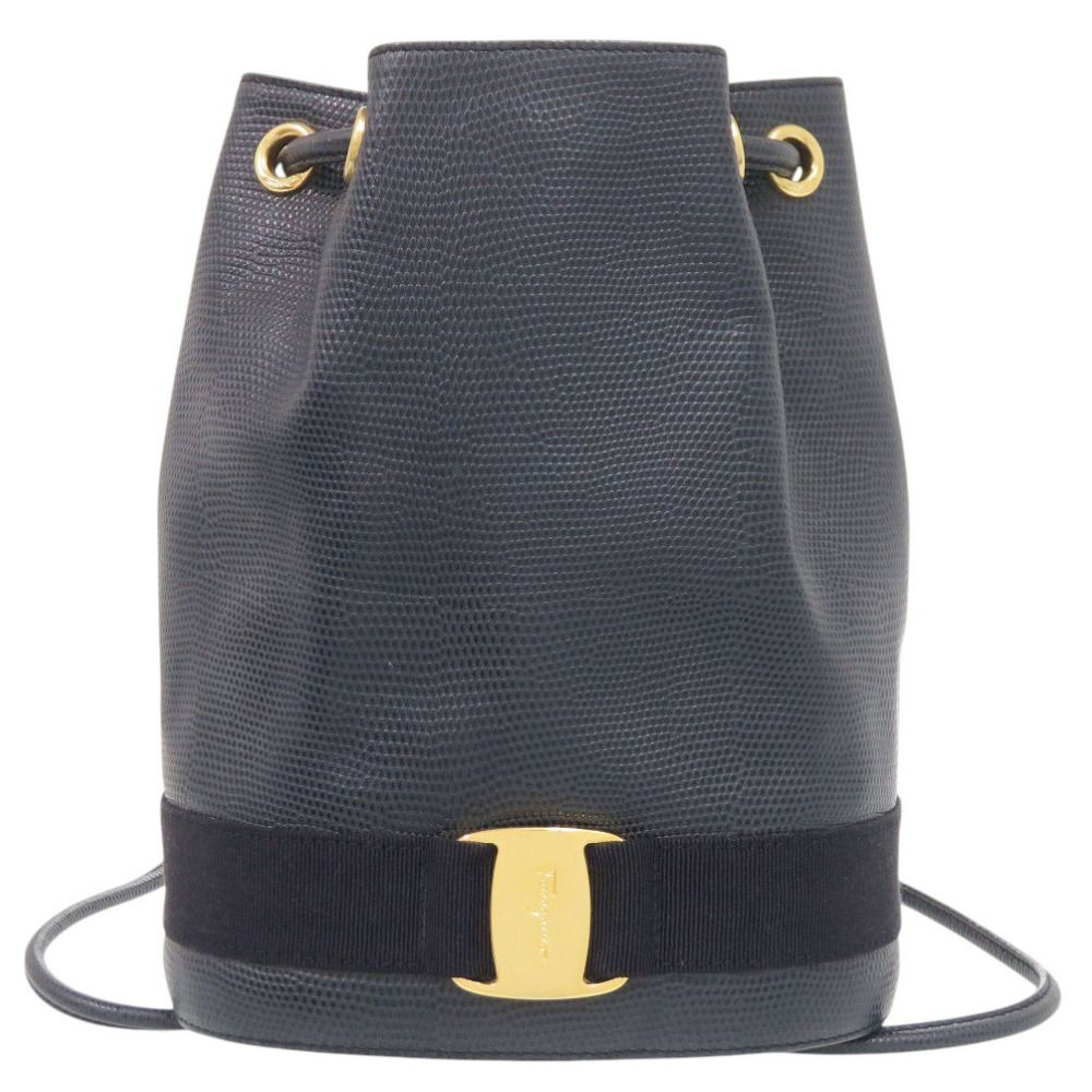 サルヴァトーレフェラガモ ヴァラ BZ215676 型押しレザー ネイビー リュック デイパック 0441 Salvatore Ferragamo