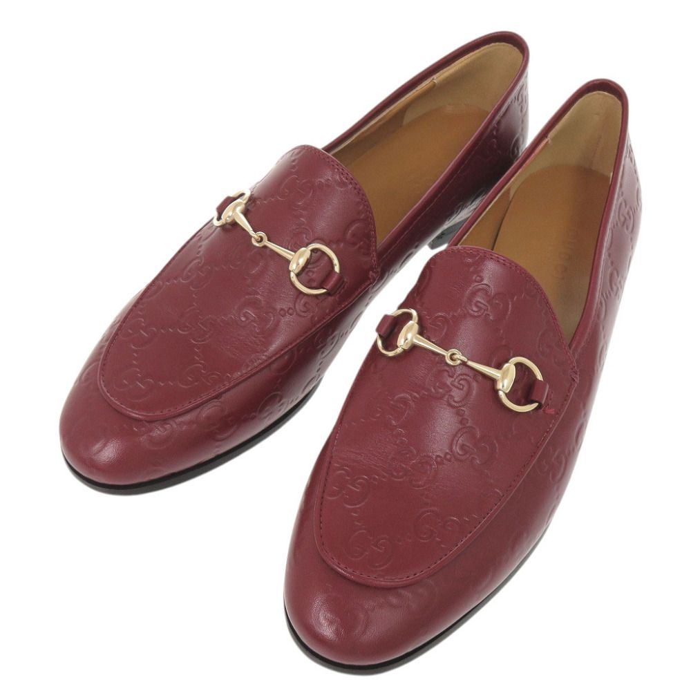 新品同様 グッチ ヨルダーン ホースビット グッチシマ レザー サイズ38 786016 ボルドー ローファー 0956 GUCCI