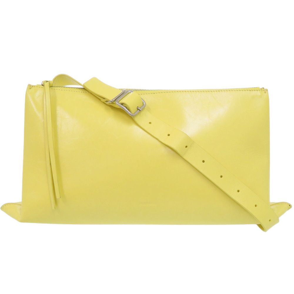 美品 ジルサンダー レザー イエロー ショルダーバッグ 黄 0373 JIL SANDER