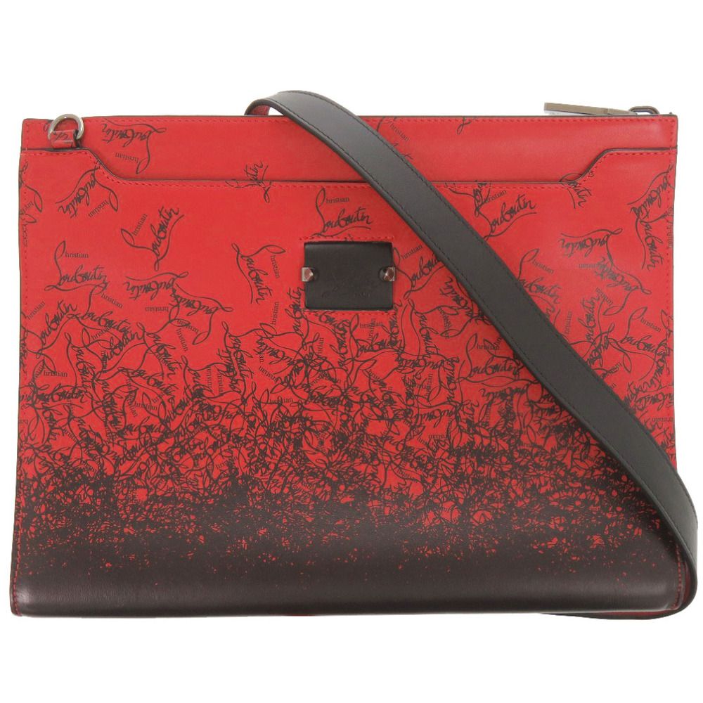 美品 クリスチャンルブタン スカイポーチ 2WAY レザー レッド クラッチバッグ ショルダーバッグ 赤 1412 Christian Louboutin メンズ