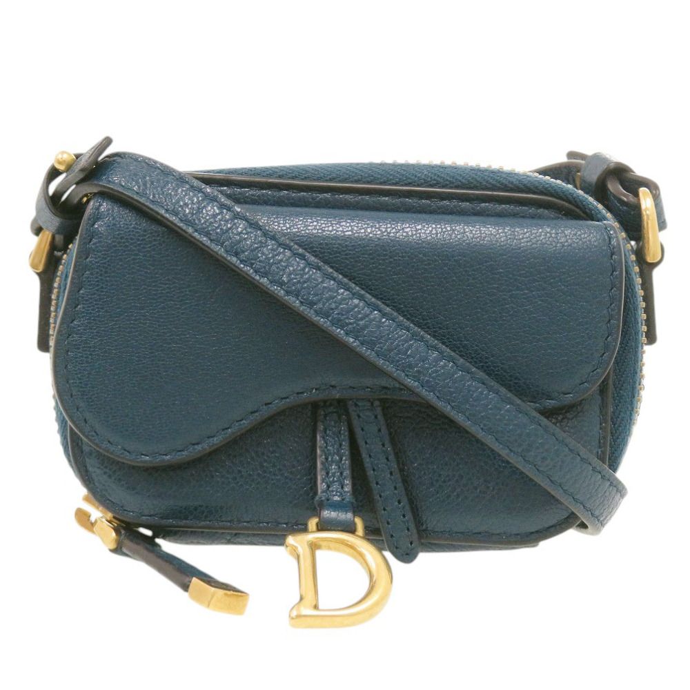 ディオール ミニ サドル 43 MA 0261 レザー ブルー ショルダーバッグ 青 0512 Dior