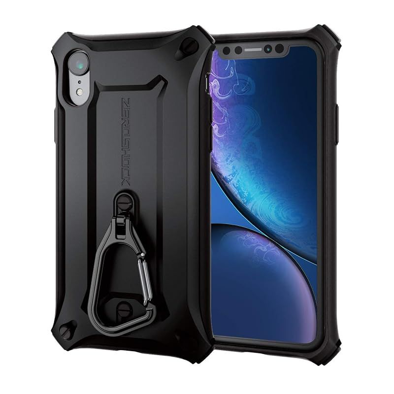【新品】 エレコム iPhone XR ケース 衝撃吸収 ZEROSHOCK カラビナ付き MIL規格準拠 ブラック PM-A18CZEROKBK