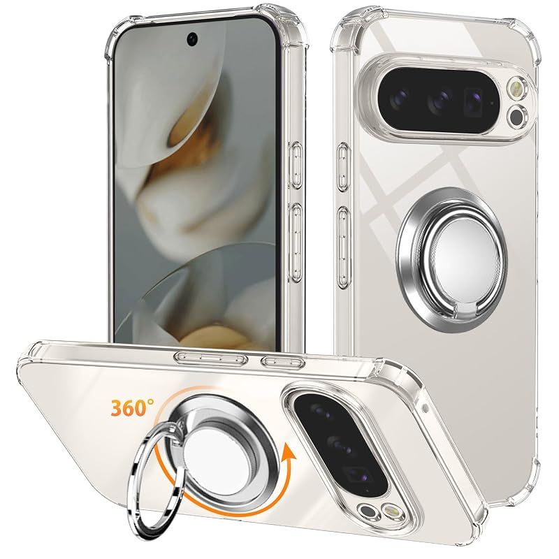 【新品】 対応 Google Pixel 10 Pro XL ケース リング TPU 薄型 軽量シリコン 耐衝撃 指紋防止 車載ホルダー対応 防塵 一体型 人気 携帯カバー(クリア)