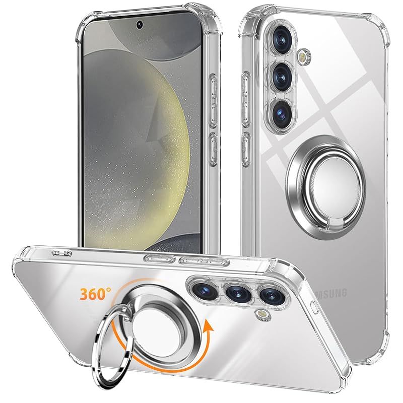 【新品】 対応 Galaxy S25 用 ケース リング SC-51F TPU 薄型 軽量 ギャラクシー S25 スマホケース 耐衝撃 黄ばみ防止 車載ホルダー対応 防塵 一体型 人気 携帯カバー(クリア)