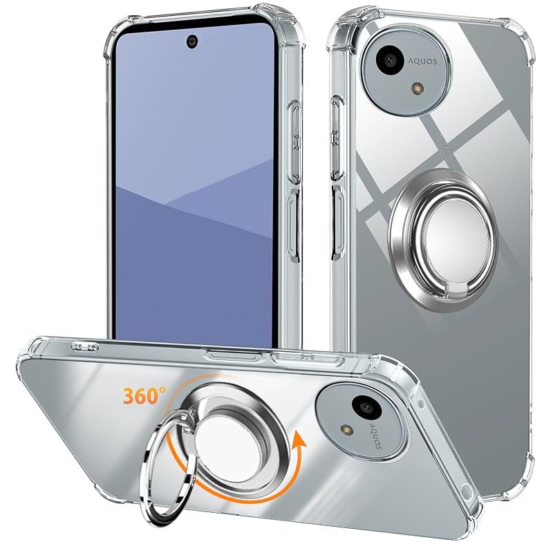 【新品】 対応 AQUOS wish5 ケース リング TPU 薄型 軽量シリコン グラデーション色 ケース 耐衝撃 指紋防止 車載ホルダー対応 防塵 一体型 人気 携帯カバー(クリア)
