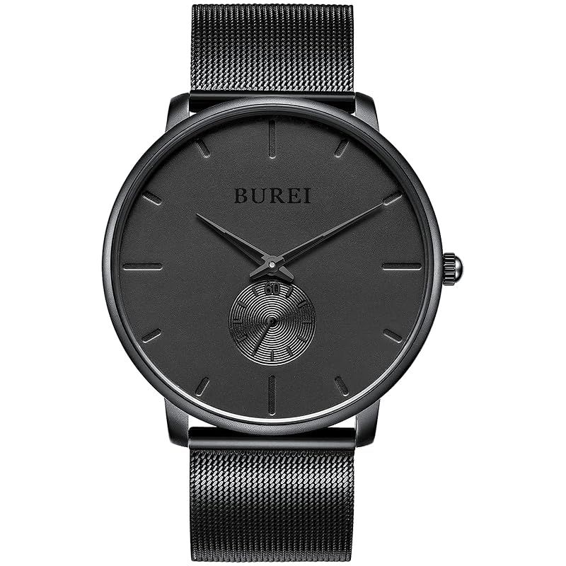 【新品】 [BUREI]腕時計 メンズ 黒 シンプル オシャレ 人気 うで時計 メンズ ブラック おしゃれ ブランド 防水 紳士 ウォッチ (黒-黒-ブラック針, ステンレス鋼)