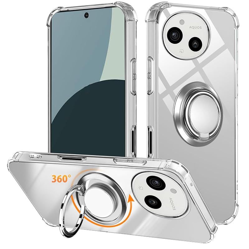【新品】 対応 AQUOS sense9 ケース AQUOS sense10 用 ケースリング SH-53E SHG14 カバー TPU 薄型 軽量シリコン 耐衝撃 指紋防止 車載ホルダー対応 防塵 一体型 人気 携帯カバー(クリア)