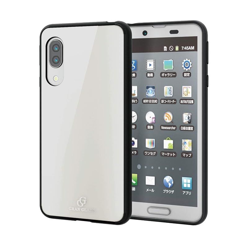 【新品】 エレコム AQUOS sense3 lite / AQUOS sense3 / Android One S7 ケース ハイブリッド [ガラスとソフト素材の2種構造で本体を保護] 美しいリアルガラス採用 SIMPLE DESIGN ホワイト PM-AQ