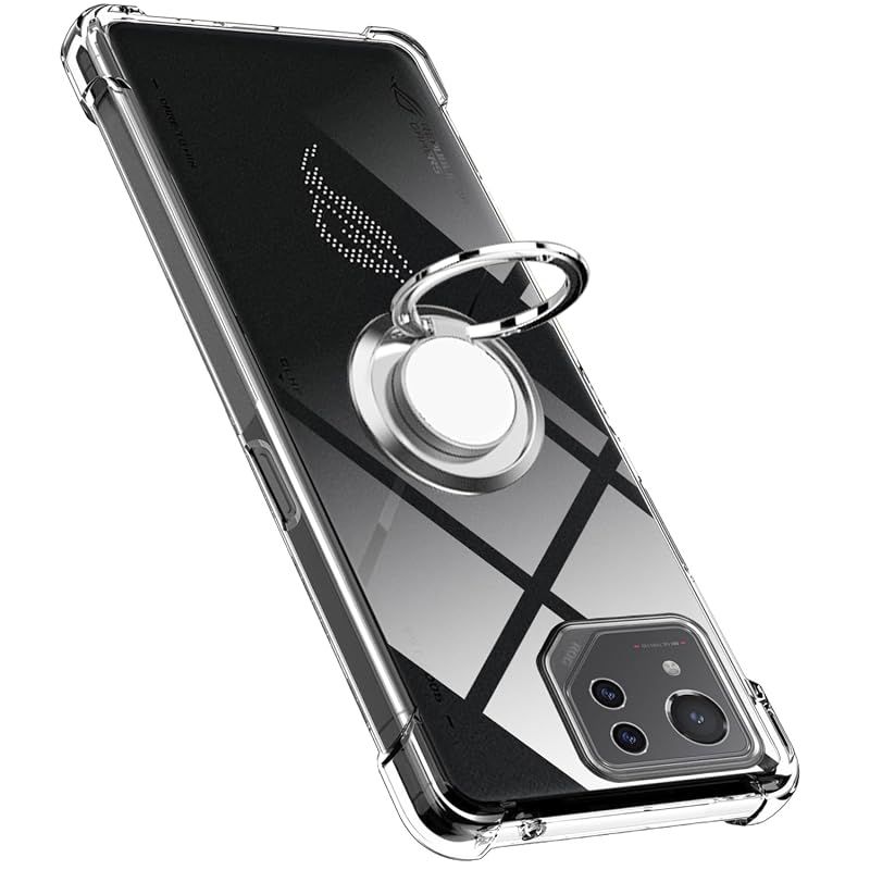 【新品】 ASUS ROG Phone 8 Pro ケース リング TPU 薄型 軽量シリコン 耐衝撃 指紋防止 車載ホルダー対応 防塵 一体型 人気 携帯カバー(クリア)