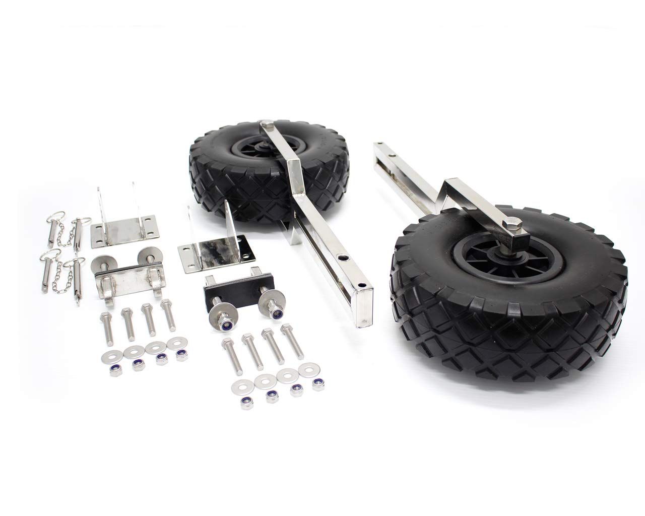 【新品】ツールズアイランド(Toolsisland) ボートドーリー 跳ね上げ時傾斜式 ステンレス製 小型ボート ブラックタイヤ ノーパンク 簡易日本語説明書付 54004