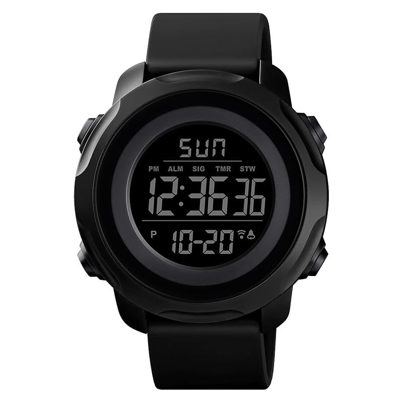 【新品】 Timever デジタル腕時計 メンズ スポーツ 防水 ストップウォッチ アラーム アウトドア led watch スポーツウォッチ 文字大きい 見やすい時計 日本語説明書付き (ブラックC)