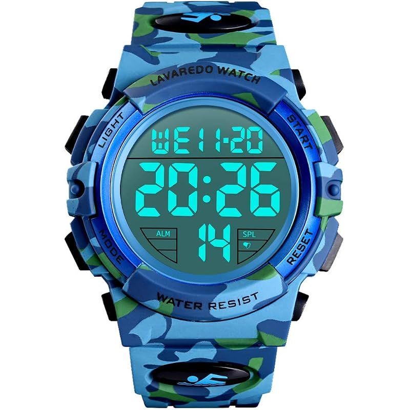 【新品】 L LAVAREDO メンズ 防水腕時計 - デジタル 50メートル防水 日付 曜日 アラーム LED表示 多機能 スポーツウォッチ アウトドア