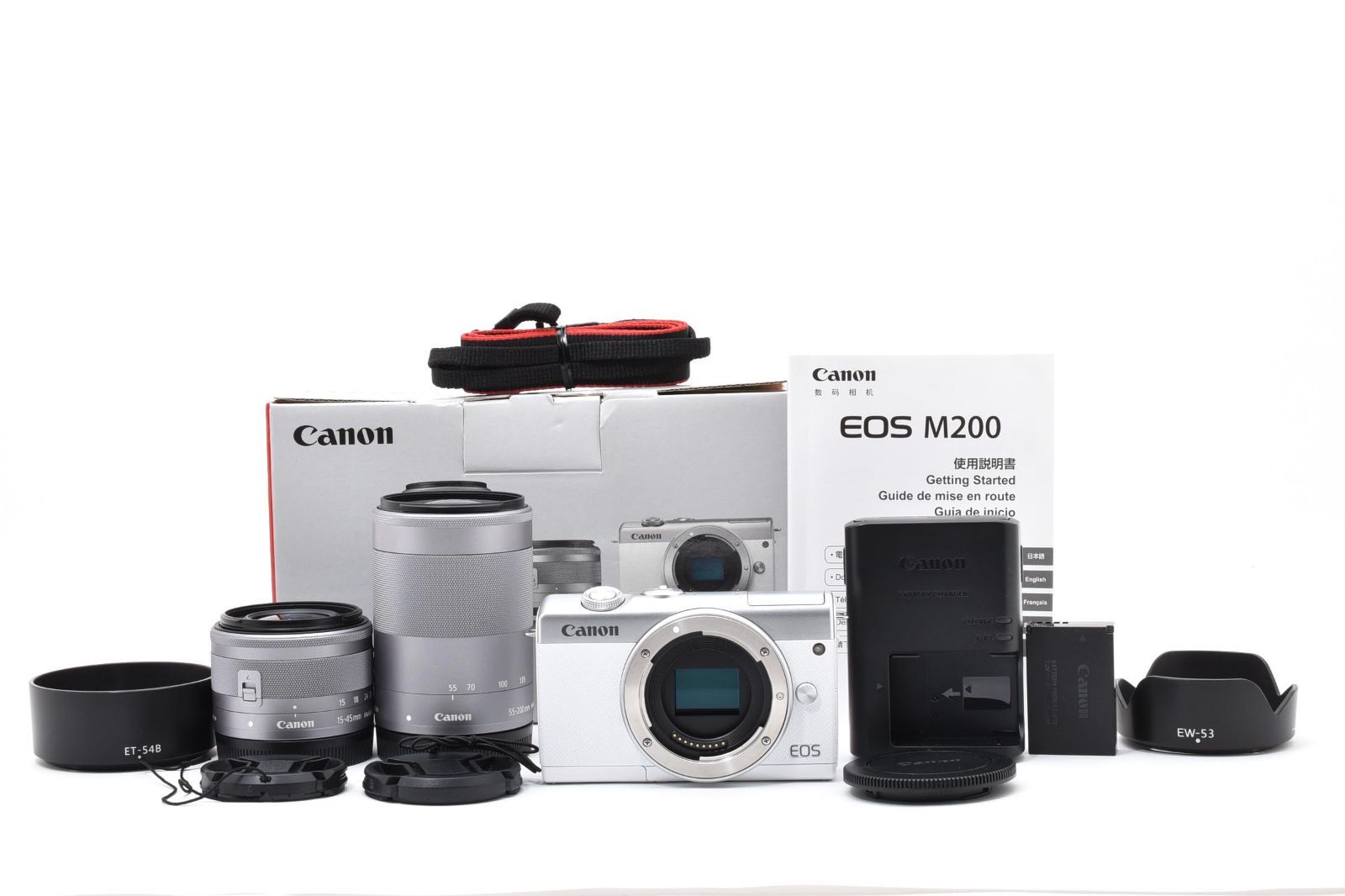 【返品保証】★極上品★キヤノン Canon EOS M200 ダブルズームキット 15-45mm / 55-200mm★ L568#8202