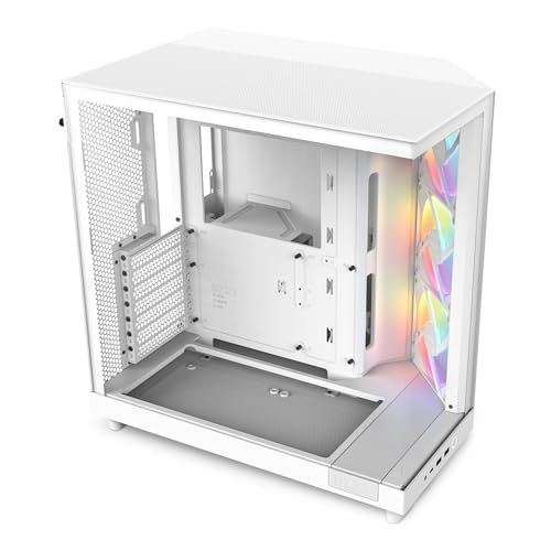 NZXT H6 Flow RGB White 2面ウルトラクリア 強化ガラスパネル採用 120mm RGBファン 3基付属 デュアルチャンバー ショーケース型 ミドルタワー ATX PCケース ホワイト CC-H61FW-R1 CS8792/ ef0400bc