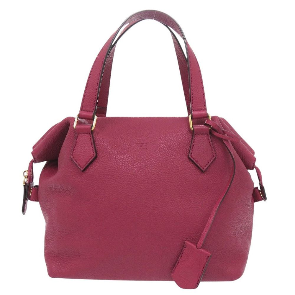 美品 フェンディ 8BN249 レザー ピンク ハンドバッグ 0815 FENDI