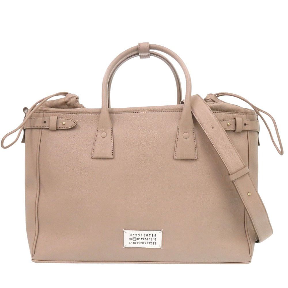美品 メゾン マルジェラ 5AC SB1WD0008 レザー ピンクベージュ 2way トートバッグ ハンドバッグ 0952 Maison Margiela