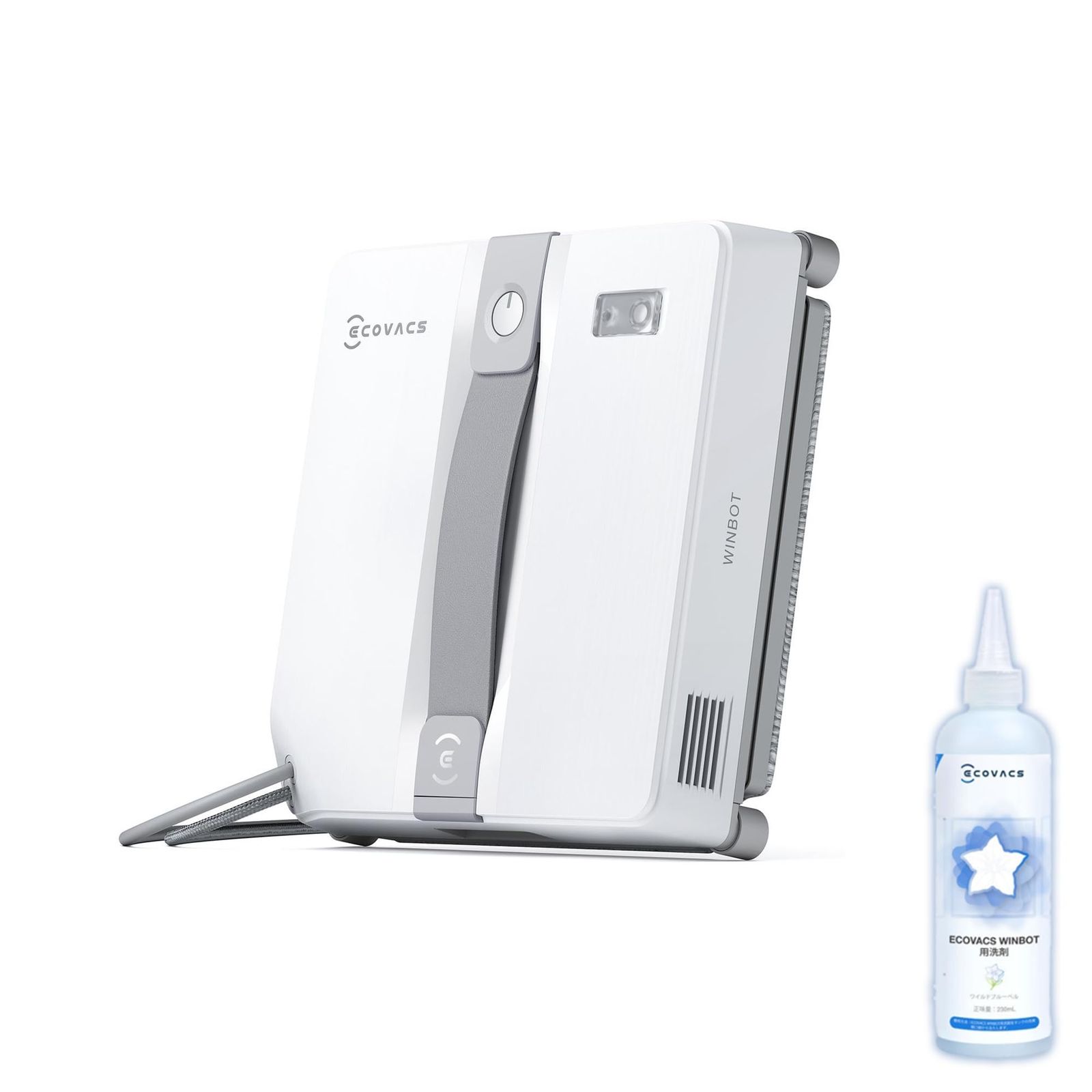 ECOVACS(エコバックス) WINBOT MINI 窓掃除 窓拭きロボット 自動清掃 窓用 省スペース設計 落下防止 ロボット掃除機 ガラスクリーナー スプレー マッピング インテリジェント掃除 強力吸引 水拭き 1年ｍａ