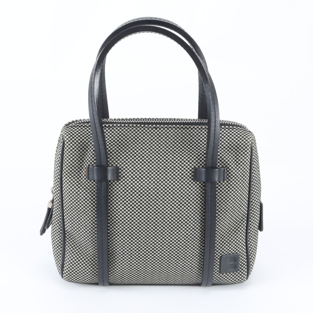 美品 バリー レザー キャンバス ハンドバッグ トート 本革 ブラック 黒 ブランド レディース WIM EE23-5【中古】