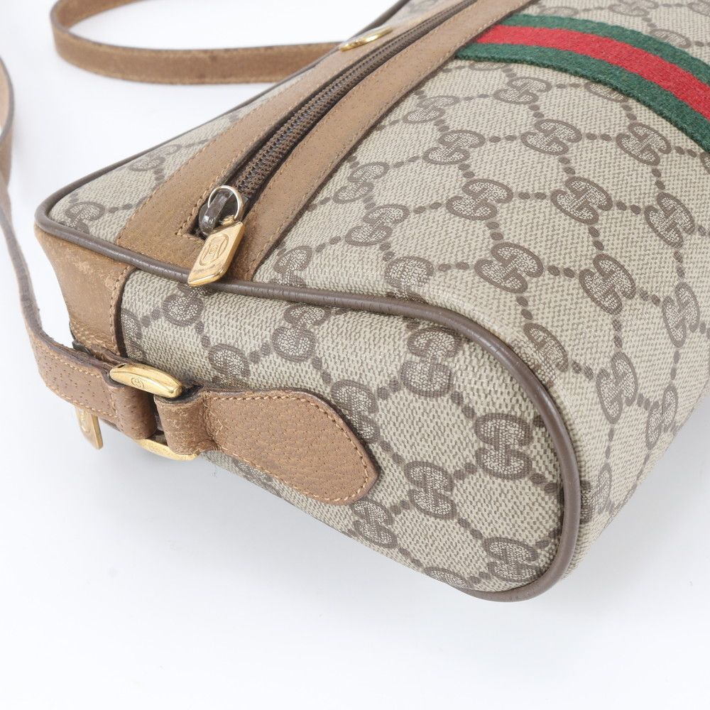 GUCCI オールドグッチ シェリーライン GGスプリーム がま口 ヴィンテージ ヴィンテージ グッチ GGスプリーム シェリー ライン レザー ショルダー