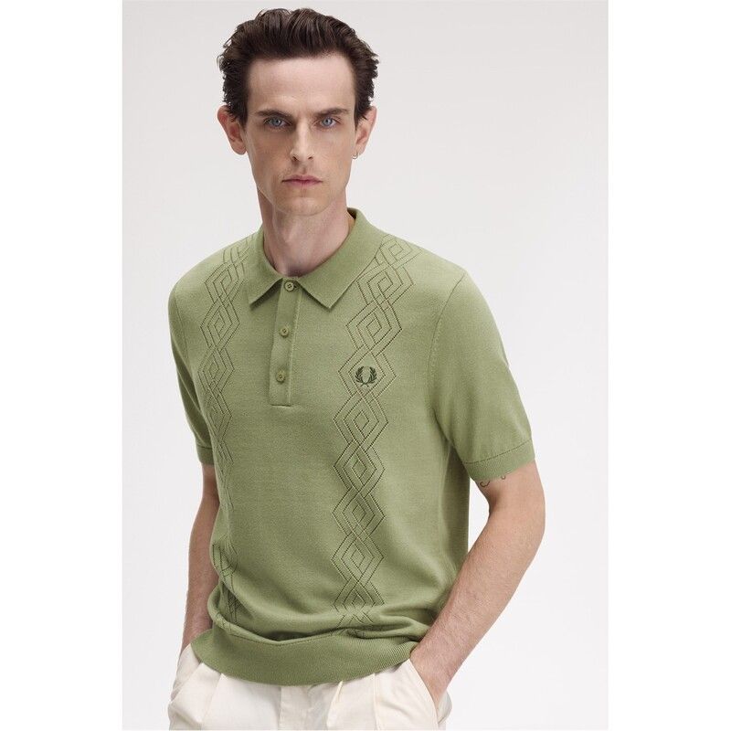 フレッドペリー メンズ トップス ポロシャツ Fred Perry Fred Pointelle Polo Sn53 Olive Mint X88 ミント