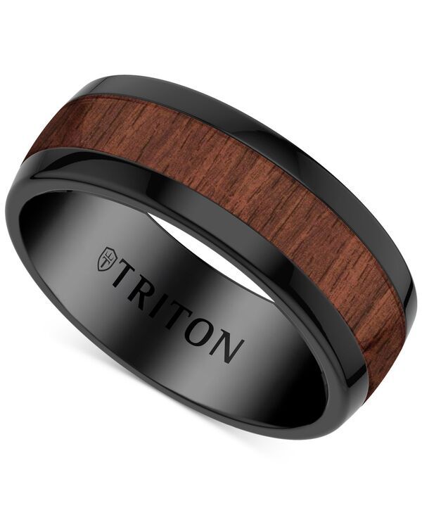 トリトン レディース アクセサリー リング Triton Wood Insert Band Ring Tungsten Carbide Brown ブラウン
