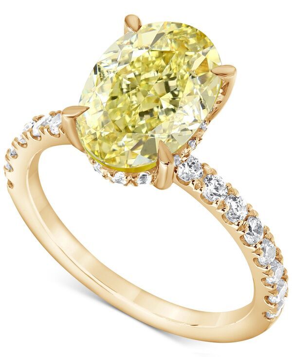 バッジェリーミシュカ レディース アクセサリー リング Badgley Mischka IGI Certified Lab Grown Yellow Diamond OvalShaped Engage