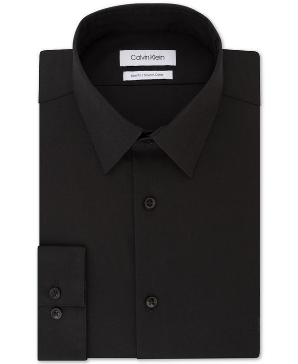 カルバンクライン メンズ トップス シャツ Calvin Klein Mens SlimFit Stretch Dress Shirt Black ブラック