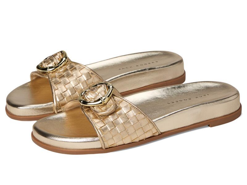 ジャックロジャース レディース シューズ サンダル トール レザー Jack Rogers Essex Slide Embossed Metallic Leather Jacks Platinum メ