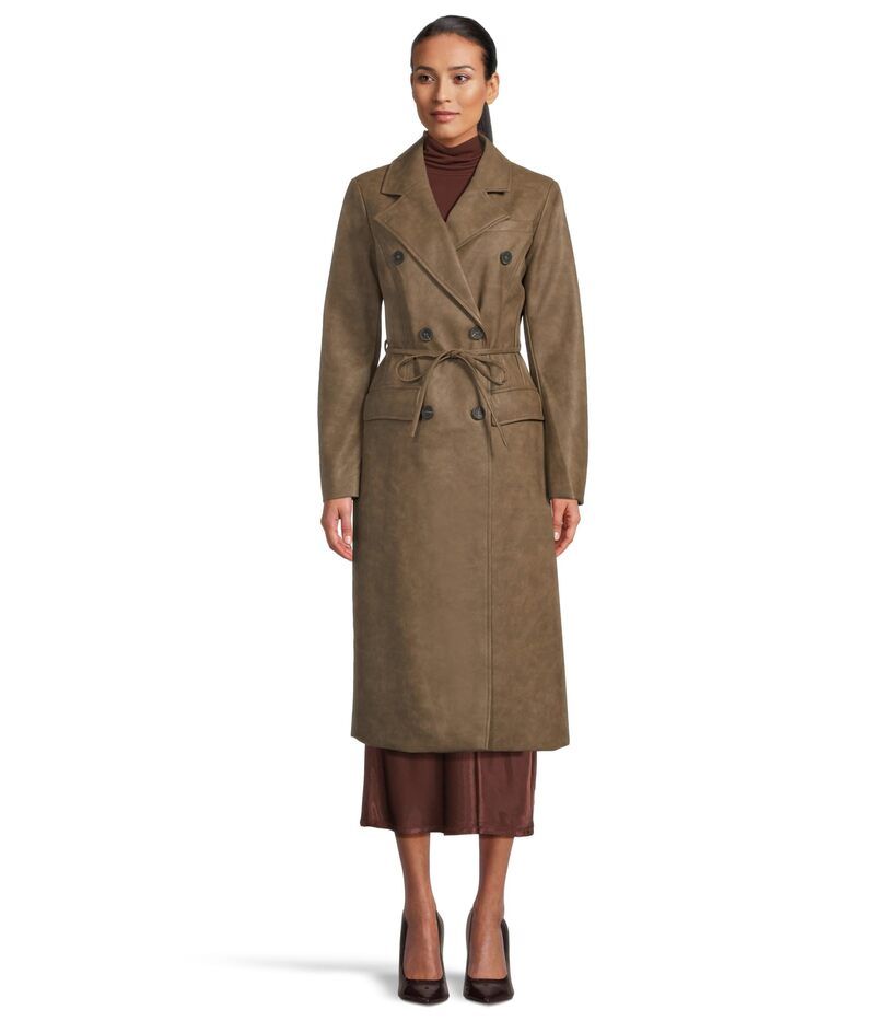 アヴェックレフィーユ レディース アウター コート レザー フェイクレザー Avec Les Filles Belted Faux Leather Trench Coat Java